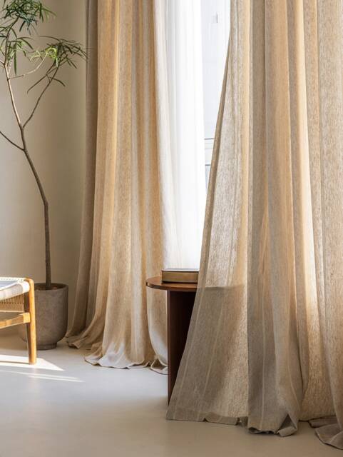 Harlan Linen Curtain, Striped Room Darkening Thermal Custom Curtain Panel, Drapes, For Bedroom & Livingroom, 1Pc - image 1