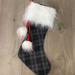 Grey Granite Tartan Christmas Stocking - thumbnail 2