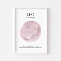 Leo Zodiac Print - Astrology Prints Star Wall Art Celestial Sign Spiritual Poster Constellation The Sun Lion - thumbnail 3