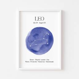 Leo Zodiac Print - Astrology Prints Star Wall Art Celestial Sign Spiritual Poster Constellation The Sun Lion - thumbnail 2