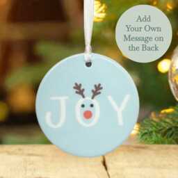 Personalised Christmas Tree Hanging Decoration, Porcelain Bauble With Message, Childrens 1st Bauble, Blue Decoration & Name - thumbnail 1