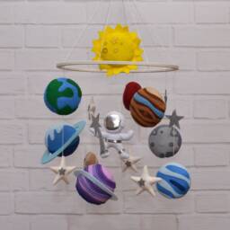 Baby Mobile Solar System. Crib Space. Nursery Decor Planets. Felt