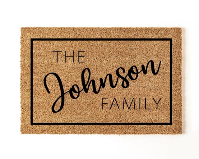 Personalised Family Name Coir Doormat - New Home Gift - image 1