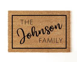 Personalised Family Name Coir Doormat - New Home Gift - thumbnail 1