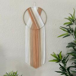 Yarn Hoop Wall Hanging With Beads, Boho Bedroom Decor, 29 Inches - thumbnail 1