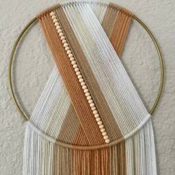 Yarn Hoop Wall Hanging With Beads, Boho Bedroom Decor, 29 Inches - thumbnail 2