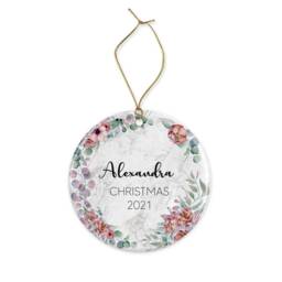 Personalised Baby's First Christmas Ornament Eucalyptus Greenery Marble Ceramic Keepsake Or Mdf Acrylic Bauble Disc - thumbnail 3