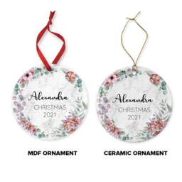 Personalised Baby's First Christmas Ornament Eucalyptus Greenery Marble Ceramic Keepsake Or Mdf Acrylic Bauble Disc - thumbnail 4