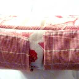 Red & White Designer Pillow With Corded Edge Covered Button - thumbnail 3
