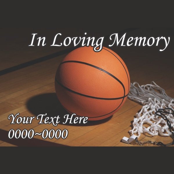 Basketball in Loving Memory Full Color Rectangle 012 Custom Vinyl Wall Decal Or Car Sticker - Ilmfullcolorrectangle012Et