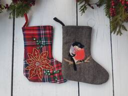 Christmas Stockings, Small Embellished Whimsical Little Stockings - thumbnail 1