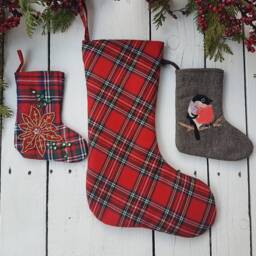 Christmas Stockings, Small Embellished Whimsical Little Stockings - thumbnail 2
