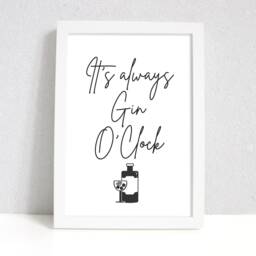 Gin Print. Gifts For Her. Funny Kitchen Or Bar Sign. Alcohol Prints. Oclock Poster. Accessories. Room Decor Wall Art - thumbnail 2