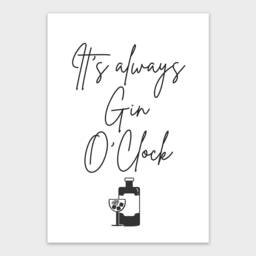 Gin Print. Gifts For Her. Funny Kitchen Or Bar Sign. Alcohol Prints. Oclock Poster. Accessories. Room Decor Wall Art - thumbnail 3