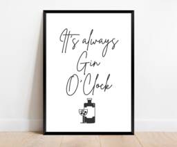 Gin Print. Gifts For Her. Funny Kitchen Or Bar Sign. Alcohol Prints. Oclock Poster. Accessories. Room Decor Wall Art - thumbnail 1