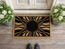 Sunrise Welcome Mat - Modern Sunburst Entry Rug Aesthetic Front Doormat - thumbnail 1