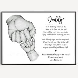 Personalised Father's Day Daddy's Print - Fist Hands Up To 4 Children Only Unframed - thumbnail 3