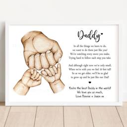 Personalised Father's Day Daddy's Print - Fist Hands Up To 4 Children Only Unframed - thumbnail 2