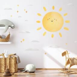 Sun & Clouds Wall Decal, Plastic-Free Wall Sticker - thumbnail 2