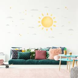 Sun & Clouds Wall Decal, Plastic-Free Wall Sticker - thumbnail 4