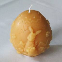 Pair Of 100% Beeswax Candles/Bunny Rabbit & Celebration Egg Handcrafted in The Usa Easter Mothers Day Gift Ideas Spring Summer - thumbnail 2