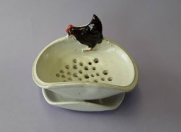 Stoneware Pottery Soap Dish & Saucer With Chicken, Hen. Hand Thrown Studio Ceramic - thumbnail 1