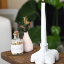 Handmade Concrete Bust Candle Holder Marble Pattern Home Decor - thumbnail 2