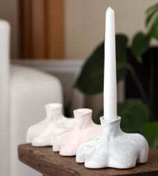 Handmade Concrete Bust Candle Holder Marble Pattern Home Decor - thumbnail 1