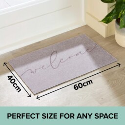 Taupe Welcome Indoor Washable Doormat 60x40cm - thumbnail 2