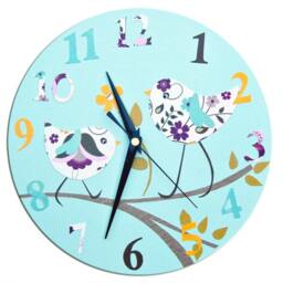 Bird Clock - Blue, Pink, Yellow, Girls Clock, Personalised Personalized Baby Girl Nursery, Gift For - thumbnail 3