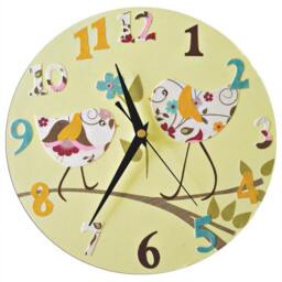 Bird Clock - Blue, Pink, Yellow, Girls Clock, Personalised Personalized Baby Girl Nursery, Gift For - thumbnail 2