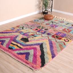 Vintage Purple Boujaad Rug, Authentic Moroccan Rug 6x9 Ft - thumbnail 3