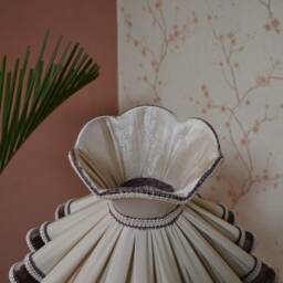 Hand-Stitched Beige Chiffon Lampshade Victorian Style Skirt Shade - thumbnail 3