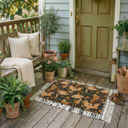 Walter Crane Cockatoo Doormat, Dark Floral Botanical Coir Welcome Mat - thumbnail 2