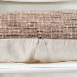 Handwoven Lumbar Pillow Cover Vintage Karen Batik, Hemp Fringes - 14x36 - thumbnail 3