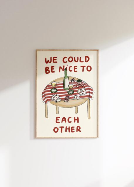 We Could Be Nice To Each Other Lyrics Wall Print - Olivia Dean The Art Of Loving Music Gifts For Girls Wine Lovers - image 1