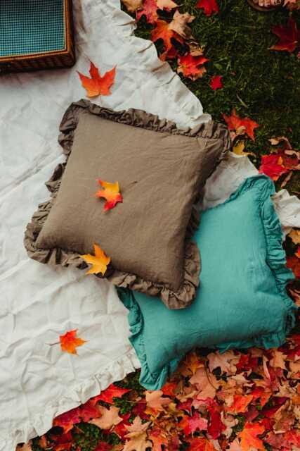 Handmade Ruffled Linen Pillow Sham Farmhouse Style Cover, Mothers Day Gift For Her - image 1