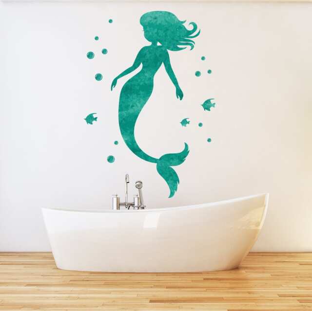 Mermaid Wall Art Ocean Themed Girly Bathroom Decor