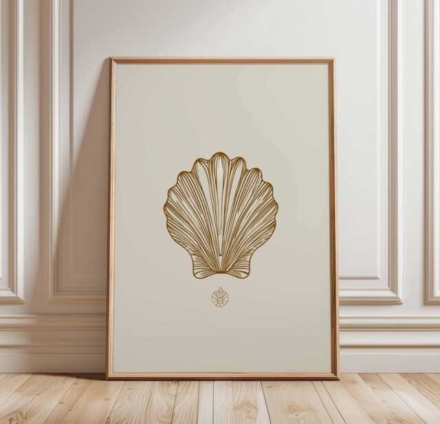 Minimalist Seashell Line Art Poster, Coastal Beach Wall Art, Elegant Shell Print, Neutral Ocean Decor, Sea Inspired Artwork - image 1