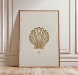 Minimalist Seashell Line Art Poster, Coastal Beach Wall Art, Elegant Shell Print, Neutral Ocean Decor, Sea Inspired Artwork - thumbnail 1