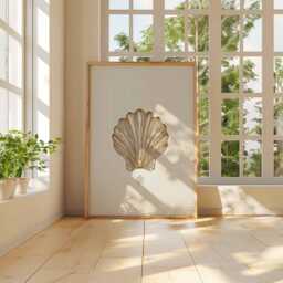 Minimalist Seashell Line Art Poster, Coastal Beach Wall Art, Elegant Shell Print, Neutral Ocean Decor, Sea Inspired Artwork - thumbnail 3