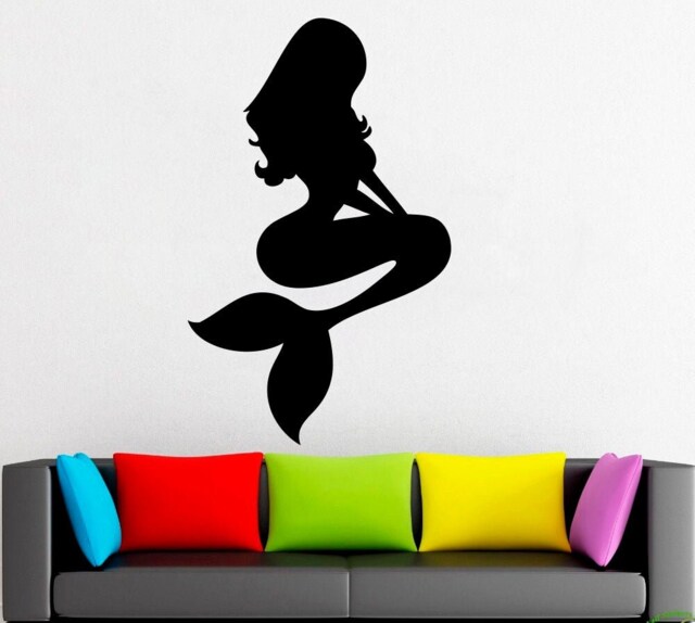 Mermaid Wall Decal Removable Vinyl Sticker, Nursery Decor 2147 - image 1