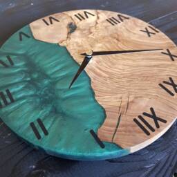 Handmade Epoxy Olive Wood Wall Clock Modern Home Decor - thumbnail 4