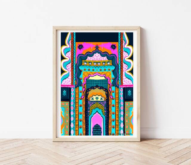India Doorway Art Print, Colorful Architecture, Travel Decor - image 1