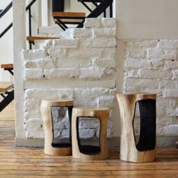 Aspen Wood Furniture, Wooden Rustic Coffee Tables, Driftwood Stump Farmhouse Decor - Set Of 3 - thumbnail 2