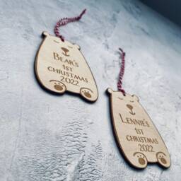Personalised 1st Christmas Ornament - Laser Cut Wooden Bauble - thumbnail 2