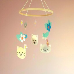Baby Mobile With Kawaii Cats & Country Flowers - Eco-Friendly Birth Gift Made From Recycled Paper - thumbnail 3
