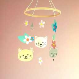 Baby Mobile With Kawaii Cats & Country Flowers - Eco-Friendly Birth Gift Made From Recycled Paper - thumbnail 2