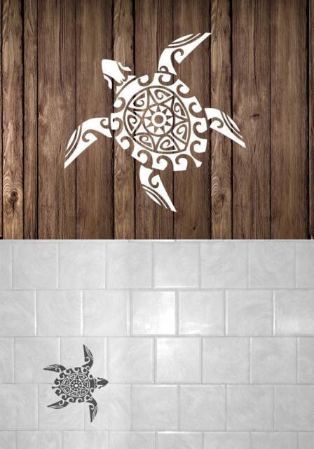 Turtle Sticker, Removable Bathroom Decor, Tribal Turtle Art Wall Vinyl Home Decoration - image 1