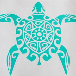 Turtle Sticker, Removable Bathroom Decor, Tribal Turtle Art Wall Vinyl Home Decoration - thumbnail 2